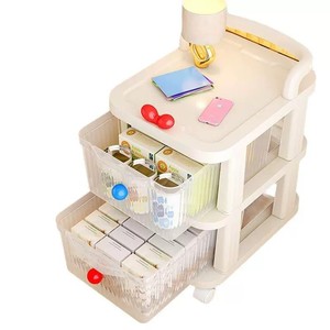 Chariot de rangement portable multifonctionnel avec 3 tiroirs transparents sur roulettes pour organiser le salon, la cuisine, la chambre - Product Image 5