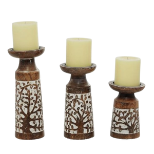 Decoración del hogar, regalo, sala de estar, mesa, pilar de madera, portavelas, boda, fiesta, evento, decoración, soporte de vela hecho por la India - Product Image 6