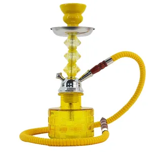 Verre en fer égyptien classique pour Shisha Hookah, carré, 4 couleurs, en acrylique, avec plusieurs tuyaux