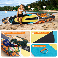 Planche de paddle gonflable DAMA Orange Palm avec anneaux en D en acier et surface de traction en EVA – Fournisseur direct d'usine pour plateformes e-commerce