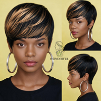 Perruque courte droite pour femme, 100% cheveux humains brésiliens, entièrement fabriquée à la machine, noir naturel, 2,4 onces