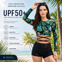 Op maat gemaakte rashguard zwempak snel drogend lichtgewicht dames half-rits één-delig zonwerend surfpak private label