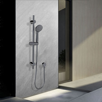Ensemble de robinetterie de douche murale universelle moderne pour salle de bain, contrôle thermostatique, finition chromée, construction en plastique, jet unique doux