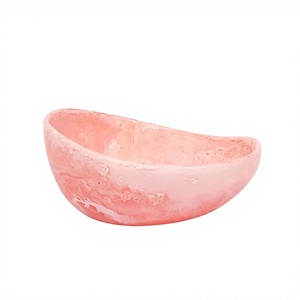 Bol à salade en résine rose moderne fait main, motif marbré sculpté, qualité alimentaire, décoration d'intérieur, vaisselle, service de table - Product Image 1