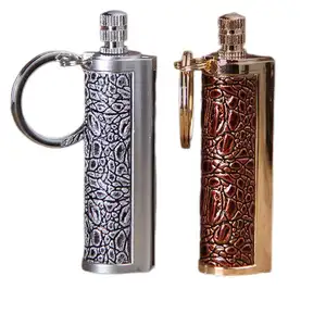 wholesale lighter bulk bottle opener windproof durable waterproof keychain lighter matches emergency keychain flint fire starter