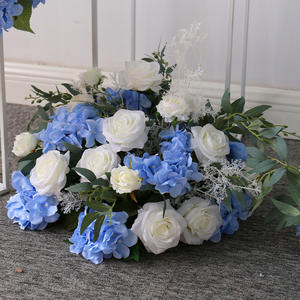 <span class=keywords><strong>Boule</strong></span> de fleurs artificielles en soie, roses blanches et bleues, pour décoration de maison et de mariage - Product Image 4