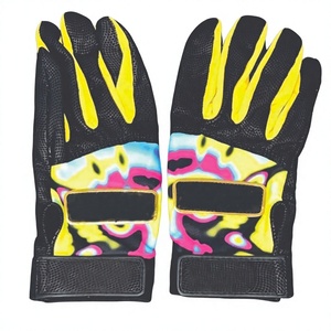 Batting Gloves Yellow Pink Blue <b>Black</b> Tie <b>Dye</b> Polyester Cotton <b>Leather</b> Hook Loop Ambidextrous Baseball Unisex Adult Training - Product Image 1