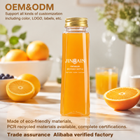 Bouteilles carrées en PET de 300 ml, 380 ml, 500 ml avec bouchon à vis, réutilisables, vides, en vrac, pour contenants de boissons
