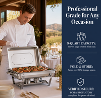 Chauffe-plat pliable TAIDING 9QT en acier inoxydable résistant à la rouille, chauffage à l'alcool, pour mariages et fournitures hôtelières