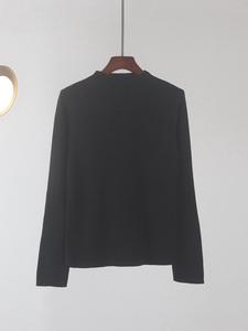 Pull en maille à col semi-haut pour femme, automne-hiver, coupe ajustée, manches longues, col roulé, pull extensible, doux, basique, superposition - Product Image 2