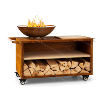 Brasero multifonction d'extérieur, utilisable comme foyer, barbecue, table d'appoint pour terrasse et cour, pour brûler du bois et du charbon de bois