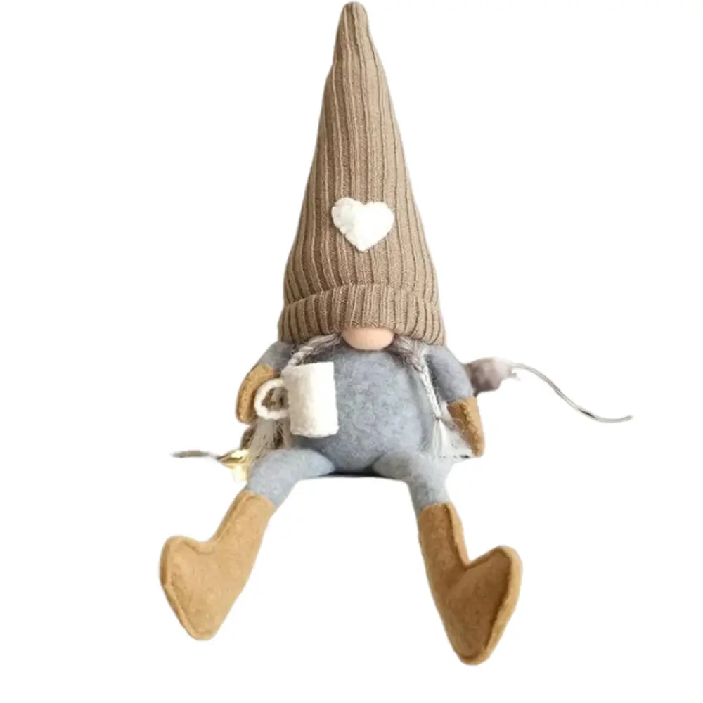 Customized Production Knitted Dolls Hanging Legs Hand-ground Coffee Christmas Holiday Decorations Home Daily Decorations Toy