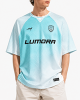 Maillot de football à motif à carreaux gris avec logo de marque imprimé par sublimation, col polo personnalisé, maillot de football de haute qualité