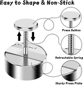 Presse à viande réglable en acier inoxydable 304, écologique, compatible lave-vaisselle, pour smash burger, moule à galettes de viande, pour barbecue - Product Image 3