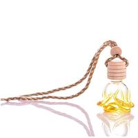 Flacon de parfum en verre transparent en forme de rose de 10 ml, diffuseur d'huiles essentielles parfumées avec couvercle en bois pour désodorisant de voiture