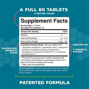 Advanced Oral <strong>Probiotics</strong> for Mouth Bad Breath Teeth Gums <strong>Probiotics</strong> Supplement Chewable <strong>Tablets</strong> Natural Mint - Product Image 2