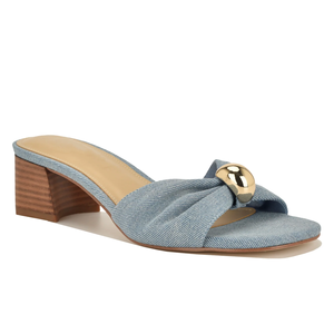 Sandalias de Verano para Mujer, Tacón Cuadrado, Mules con Tacón, Punta Redonda Abierta, Sandalias Casuales con Tira Trasera, Estilo Slip-On - Product Image 1