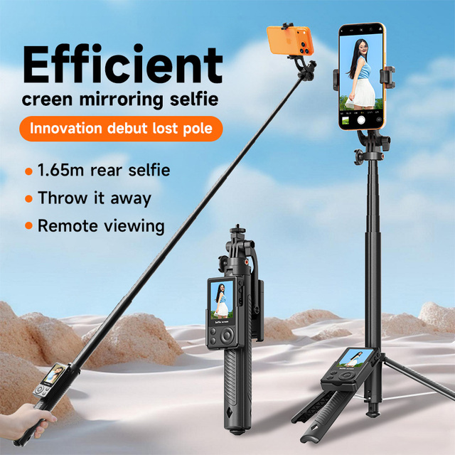 Vlogging Kit Screen-Casting Stainless Steel 165cm Tripod Foldable Selfie Stick Gimbal Stabilizer Automatic Rotation Detachable