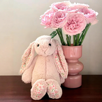 Peluche Lapin de Pâques Rose avec Motif Floral, Jouet en Peluche Doux, Cadeau pour Enfants, Décoration de Fêtes