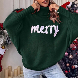PASUXI Wholesale Fast Shipping Winter <strong>Christmas</strong> Sweaters High Neck Turtleneck Embroidered Pullover Knit Women Sweaters - Product Image 2