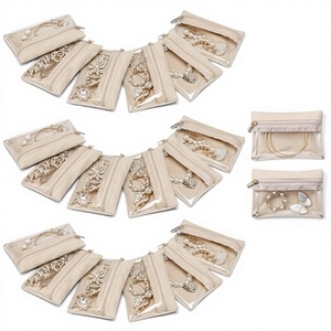 Sacs de voyage pour bijoux Defsedar, organisateur, pochettes zippées en velours transparent, pochettes de rangement rectangulaires portables pour bijoux, cadeau - Product Image 3