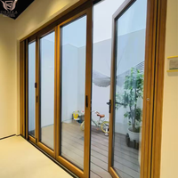 Porte de patio moderne DEMEA pour résidence, cadre en aluminium, double vitrage, sans joint, intérieur/extérieur, pliante accordéon