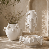 Vase en céramique blanche, éléphant 3D, vase décoratif pour fleurs, design sculptural pour salon, table console, décoration intérieure