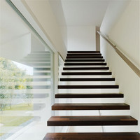 Escalier Flottant Prima en Gros pour Villa, Haute Qualité, Robuste, Structure Cachée Moderne, Garde-corps en Bois Massif