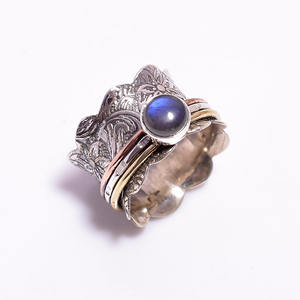 แหวนสปินเนอร์สำหรับผู้หญิงแหวนแต่งงานหินลาบราดอไรต์ธรรมชาติสีเงินสเตอร์ลิง925แข็งสไตล์โบฮีเมียน - Product Image 4