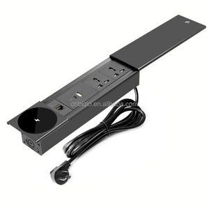 Caja de Enchufes Empotrada para Mesa de Conferencias con USB C de 65W y Cargador Inalámbrico de 15W, Caja de Enchufes Retráctil Integrada - Product Image 1