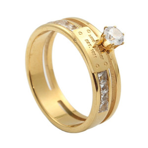 Yunnique – bague de mariage en or pour femmes, bijoux rétro punk avec lettres et pierres en acier inoxydable, 24093 - Product Image 5