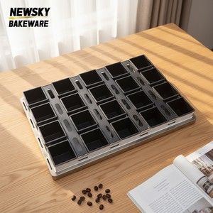 ถาดอบขนมปังทรงสี่เหลี่ยม NEW SKY BAKEWARE 20 ช่อง แบบไม่ติดกระทะ เป็นมิตรกับสิ่งแวดล้อม ทนทาน ผลิตจากอลูสตีล สีดำ ขนาดเล็ก สำหรับขนมปังโรล  สามารถปรับแต่งได้ - Product Image 1