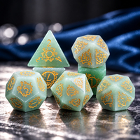 Ensemble de dés en jade Dongling polyédriques faits à la main, 7 pièces, pierre naturelle, dés DND, Dragons & Dungeons, DND D6 D20, ensemble de dés RPG