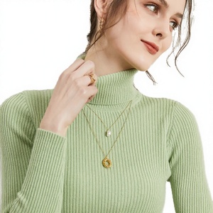 Suéter de Punto Fino y Transpirable para Mujer, Cuello Alto, Manga Larga, Corte Ajustado, 220g, Otoño-Invierno, LYFS - Product Image 4