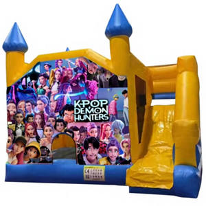 Château gonflable à thème K-pop Demon Hunters avec toboggan, château gonflable à thème de dessin animé, aire de jeux gonflable pour enfants avec toboggan - Product Image 3