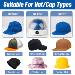 Automatique <span class=keywords><strong>vapeur</strong></span> Chaleur Cool Dry chapeau Seau Camionneur Baseball Femmes Hommes Casquette En Forme De Nettoyage Repassage Séchage Nettoyant Entretien Machine - Product Image 4