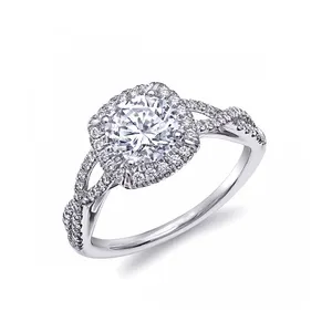 18k White Gold Round Diamond Jewelry Engagement Ring Diamond Promise Lab Diamond Ring