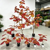 Plante Artificielle en Pot Unique Feuilles de Tortue Rouge Haute Qualité Vente en Gros Décoration Maison
