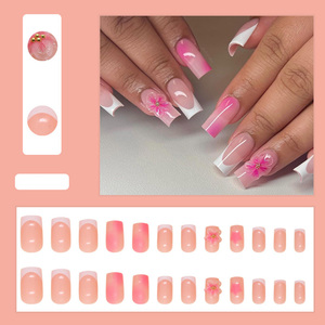 <span class=keywords><strong>Ongles</strong></span> Adhésifs Luxe Fleur Haute Qualité Marque Privée Transparents Extra Courts Coffin French en ABS <span class=keywords><strong>Faux</strong></span> <span class=keywords><strong>Ongles</strong></span> pour Doigt - Product Image 5
