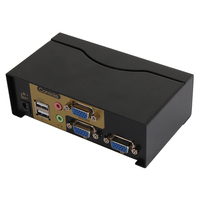 Conmutador KVM VGA de 2 Entradas VCOM, Solución para Ahorrar Espacio en Estaciones de Trabajo con Dos Computadoras, Cambio con Tecla de Acceso Rápido, Plug and Play