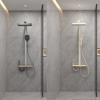 Système de douche thermostatique à 4 vitesses à affichage numérique de style contemporain Robinets de bain-douche polis Kits de douche à effet pluie Appartement