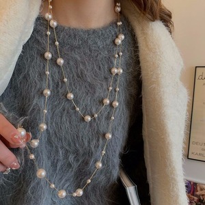 Long Pearl Necklace For Women Multi Layer Imitation Pearl Chain U Shape Sweater Necklace Autumn Winter Fashion Jewelry - Product Image 1