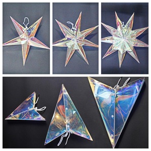 Étoiles <span class=keywords><strong>de</strong></span> Noël en <span class=keywords><strong>papier</strong></span>, décorations brillantes écologiques à piles, pendentifs holographiques à 5 ou 7 branches pour la décoration d'arbres, <span class=keywords><strong>de</strong></span> fenêtres et <span class=keywords><strong>de</strong></span> murs - Product Image 2