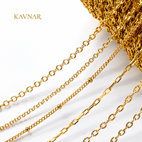 Chaîne semi-finie en acier inoxydable KAVNAR plaquée or 18 carats, maillons en vrac pour la fabrication de bijoux DIY, colliers, bracelets, apprêts, vente en gros