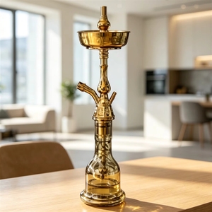 Chicha égyptienne KM <span class=keywords><strong>Khalil</strong></span> <span class=keywords><strong>Mamoon</strong></span> de grande taille, couleur dorée, technique miroir fabriquée en usine, pour voyage, fête, camping, vente en gros, pas cher - Product Image 1