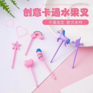 Nuevo Animal Farm Cute Mini Tenedores Sign Children's Cartoon Fruit Fork Set Creative Food Grade Bento Picks Plastic para niños 15g - Product Image 6
