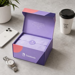 Boîte cadeau de luxe personnalisée violette, boîte d'expédition minimaliste violette, emballage esthétique géométrique pour kit de relations publiques d'influenceurs - Product Image 3
