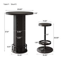 Table de bar ronde Tribesigns avec chaises, ensembles de bistrot industriels avec 2 tabourets de bar, table de cocktail de pub