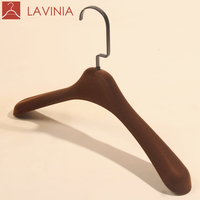 Lavinia haute qualité en gros antidérapant marron noir velours cintres en plastique avec logo large épaule vêtements de mariée cintre