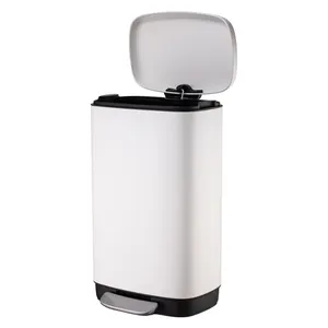 Rectangular pedal dustbin house kitchen metal garbage can large capacity 13 gallon trash bin with lid
